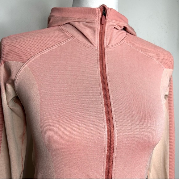 Lululemon Ebb To Train Jacket Rose Pink Colorblock Full Zip Hooded Athleisure - Picture 5 of 8